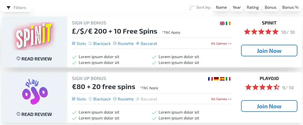Casino Affiliate WordPress Theme